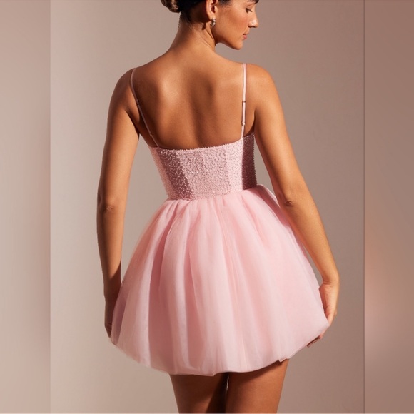 Oh Polly Embellished Corset Tulle Skirt Mini Dress in Blush EUGENIE - Picture 2 of 6